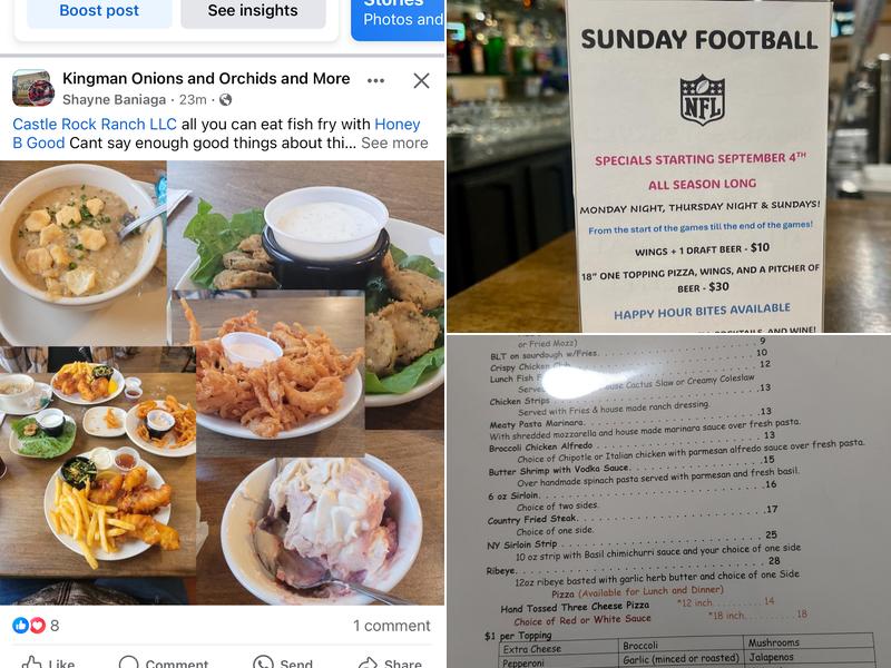 Castle Rock Bar & Grill Menu