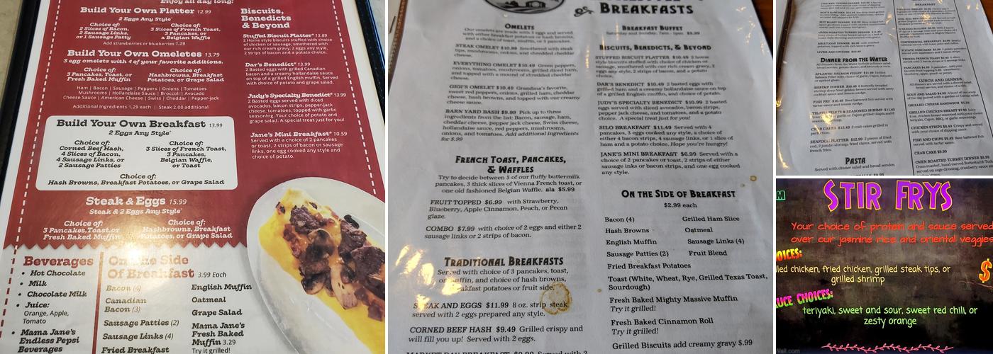Mama Jane’s Eatery Menu