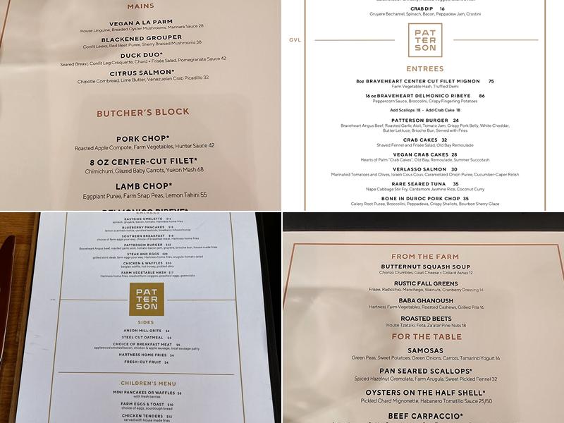 Patterson Kitchen + Bar Menu