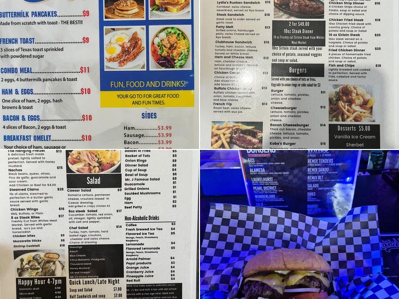Mr. J's Bar and Grill Menu