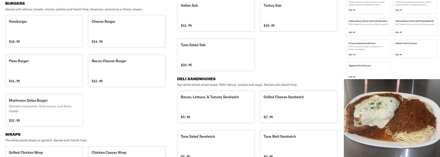 Briannis Pizza Menu