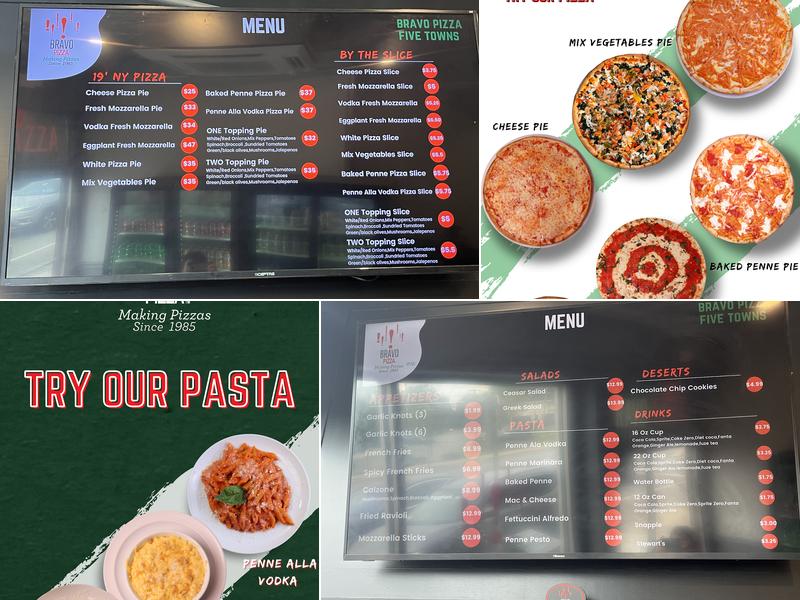 Bravo Pizza Five Towns Menu