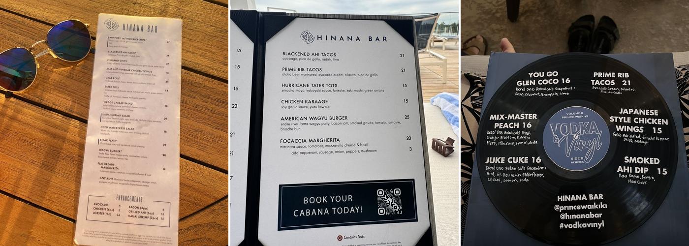 Hinana Bar Menu