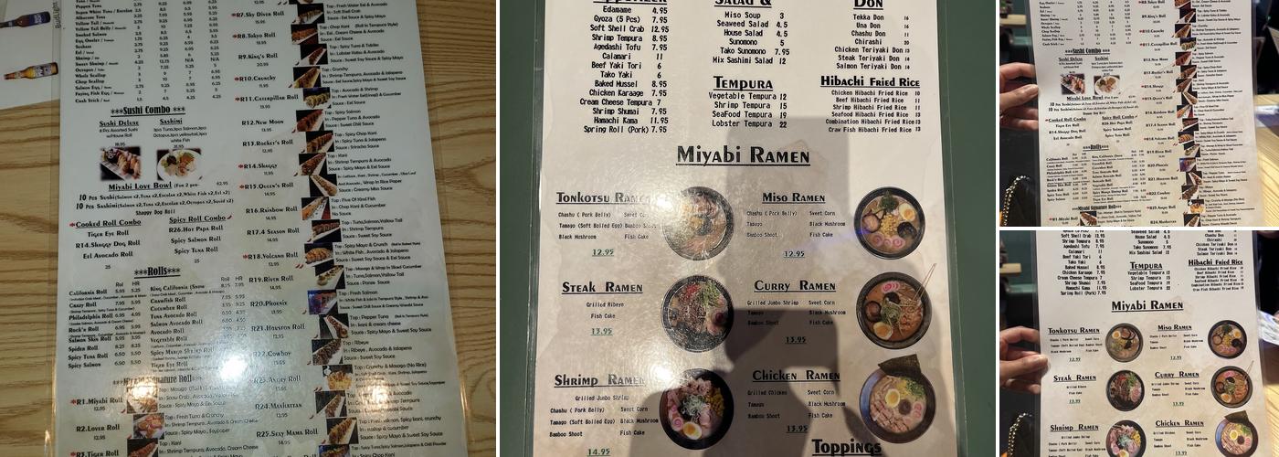 Miyabi Sushi & Ramen Menu