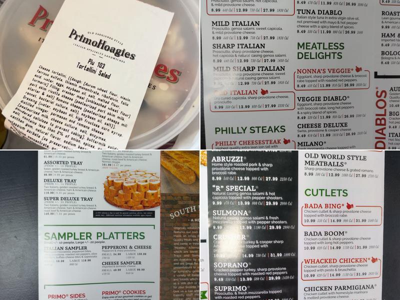 PrimoHoagies Menu