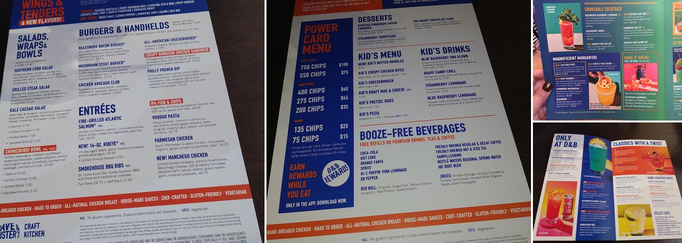 Dave & Buster's Orland Park Menu