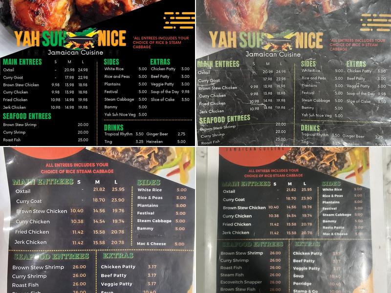 Yah Suh Nice Jamaican Cuisine Menu