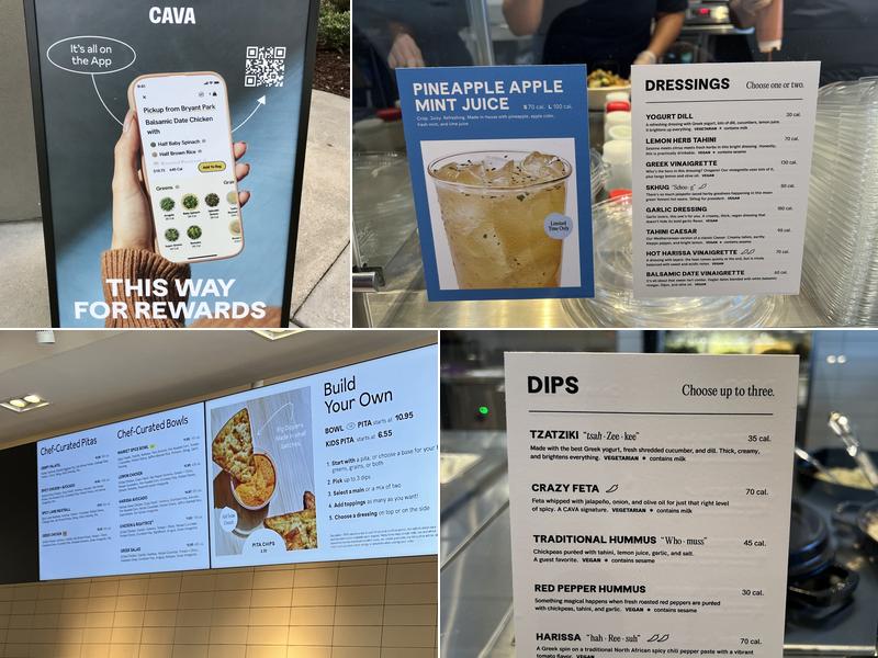CAVA Menu
