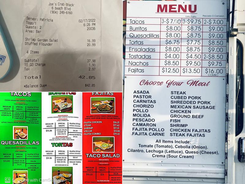 Mr. Taco Food Truck Menu