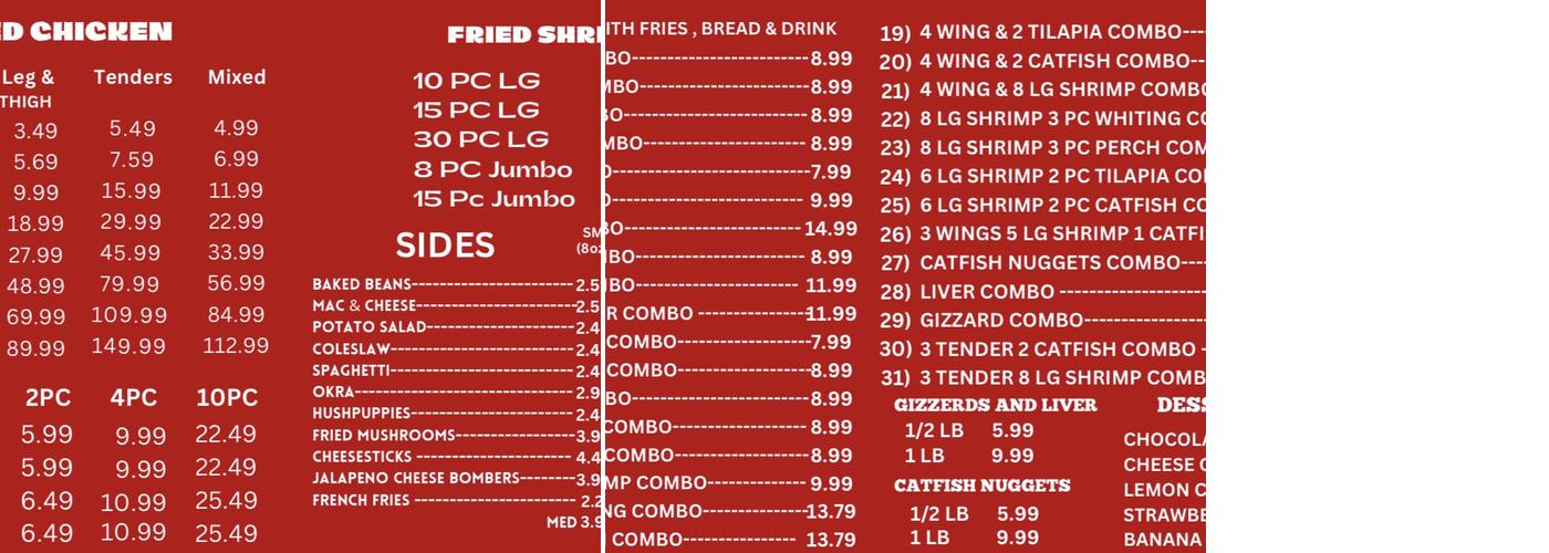 GJ Fish & Chicken Menu