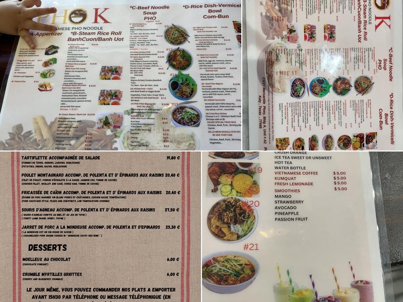 PHO K Menu