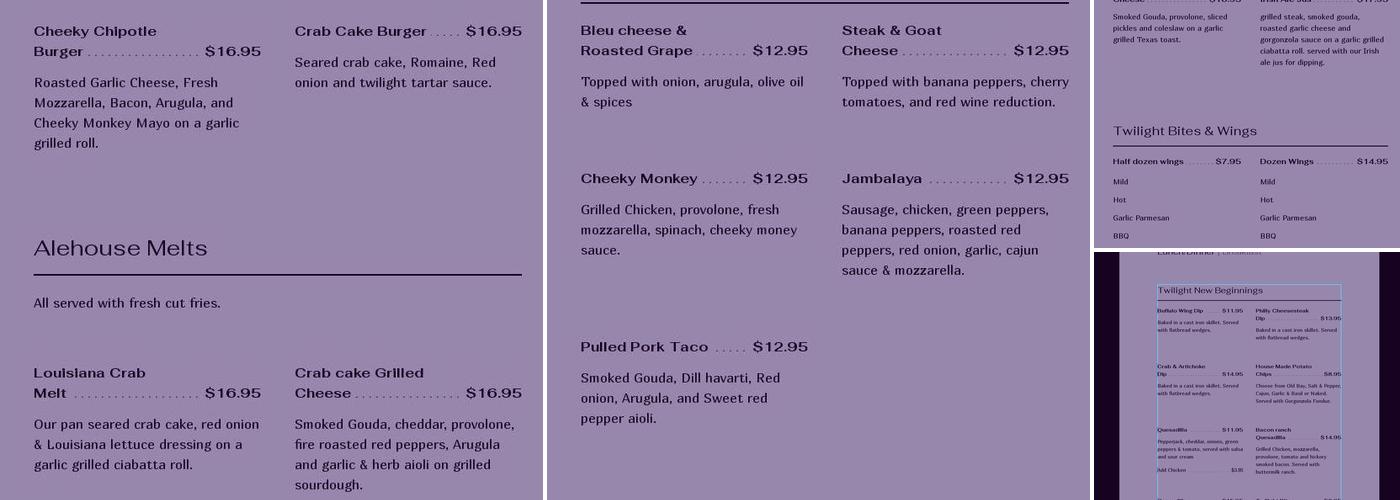 Twilight Bistro & Ale House Menu