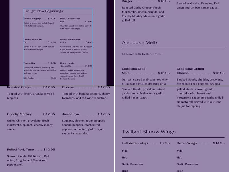 Twilight Bistro & Ale House Menu