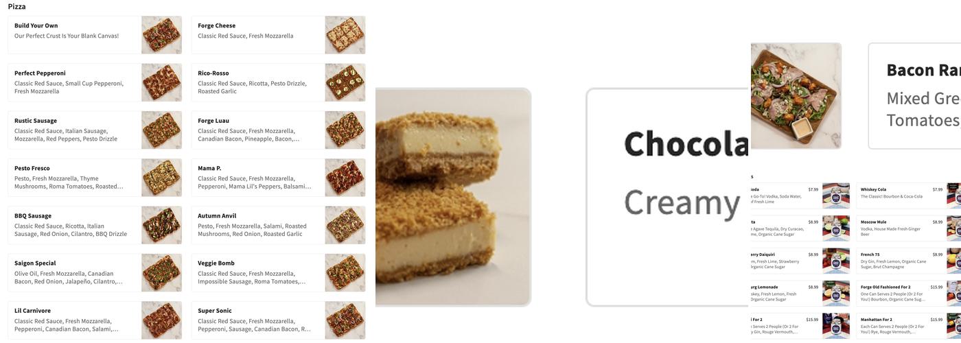 Forge Pizza Menu