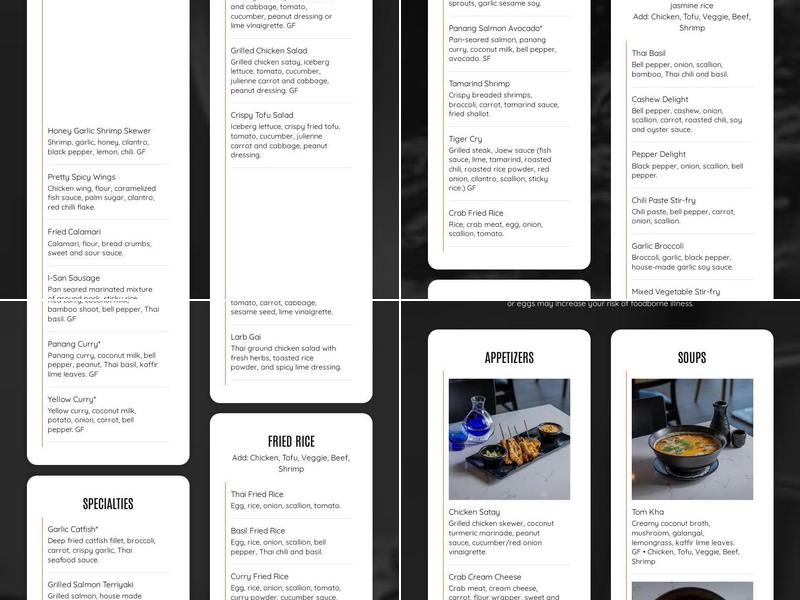 Spoon + Fork Thai Kitchen Kyle Menu