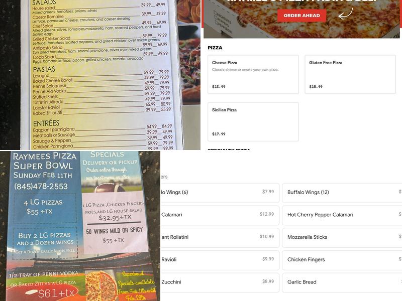 Raymee's Pizza & Deli - Pasta and More! Menu