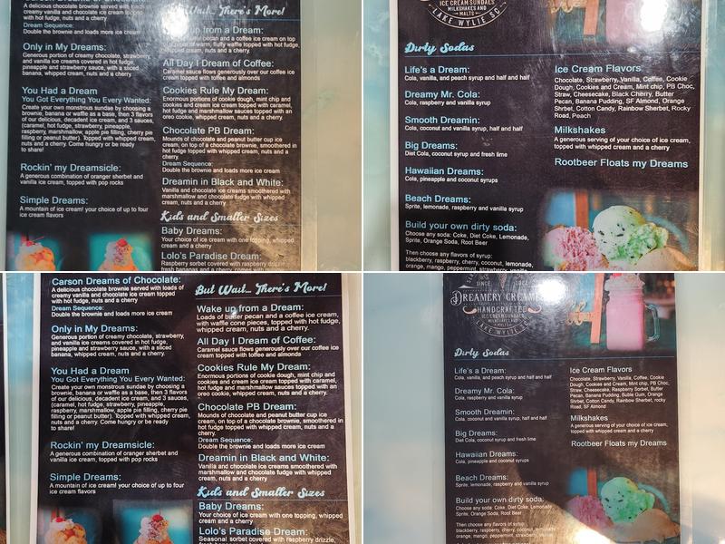 Dreamery Creamery Menu