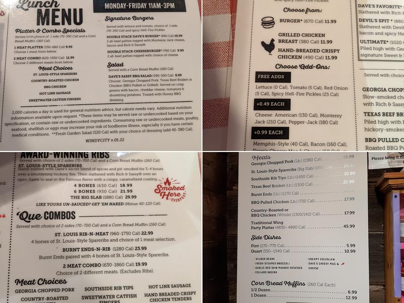 Famous Dave's Bar-B-Que Menu