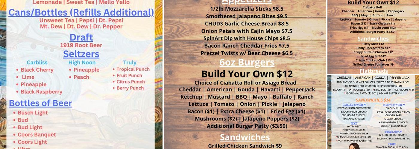 CHUDS pub and grub Menu
