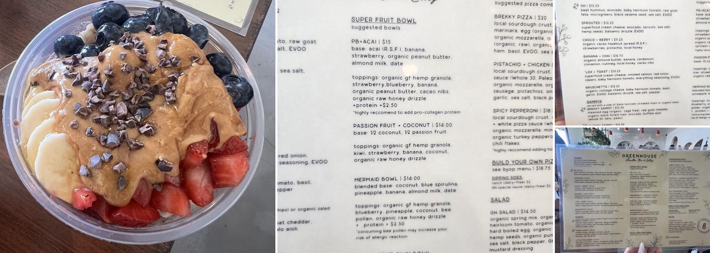 Greenhouse Smoothie Bar & Eatery Menu