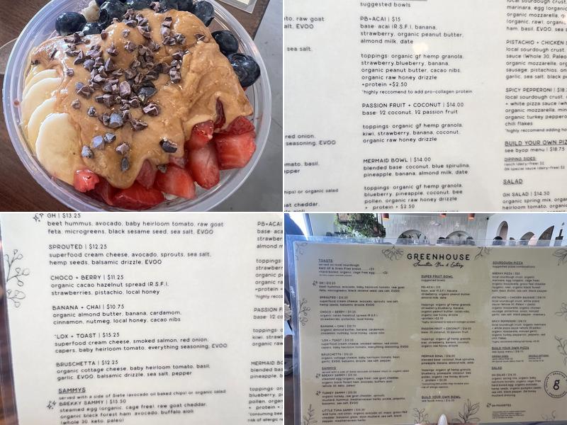 Greenhouse Smoothie Bar & Eatery Menu