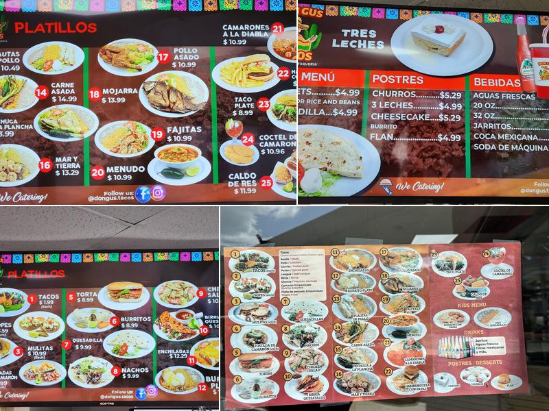 Don Gus Tacos Restaurante y Taqueria Menu