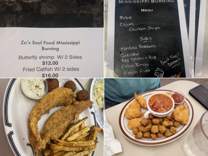 Zo's Soul Food Mississippi Burning Menu