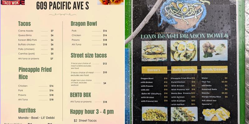 Long Beach Dragon Bowls Menu