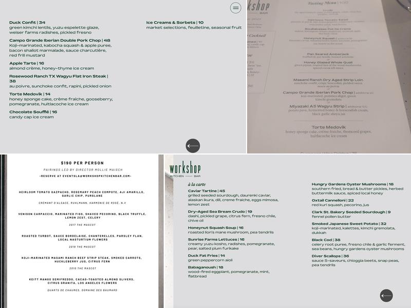 Workshop Kitchen & Bar Menu