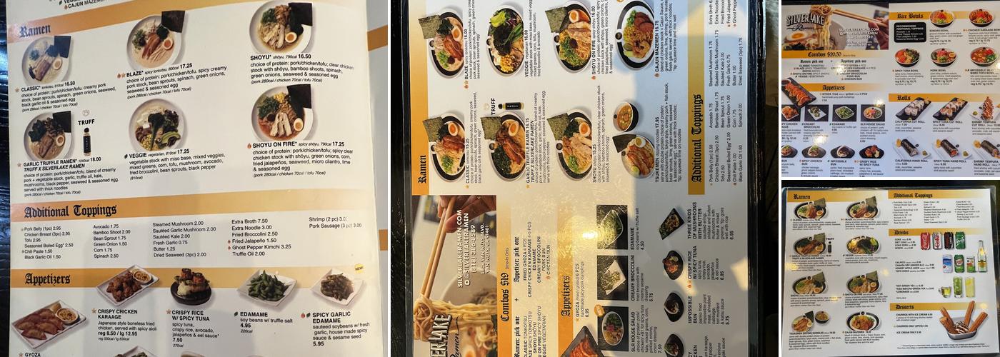 Silverlake Ramen - Van Nuys Menu