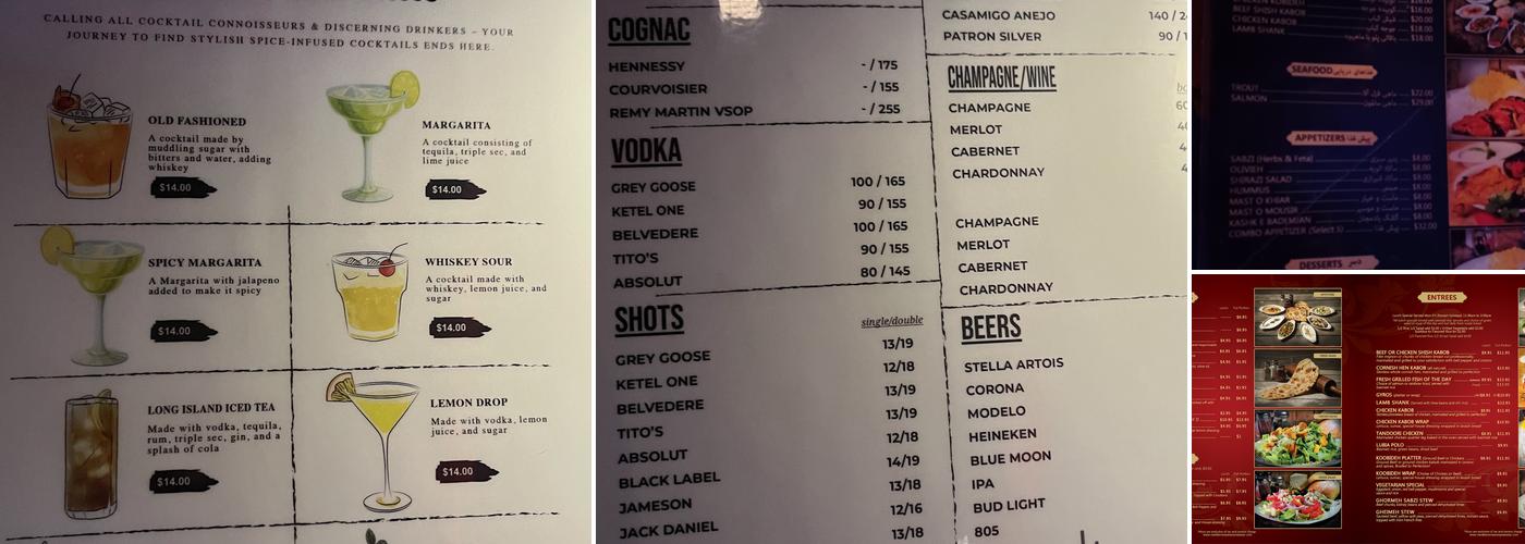 Cabaret Tehran Menu