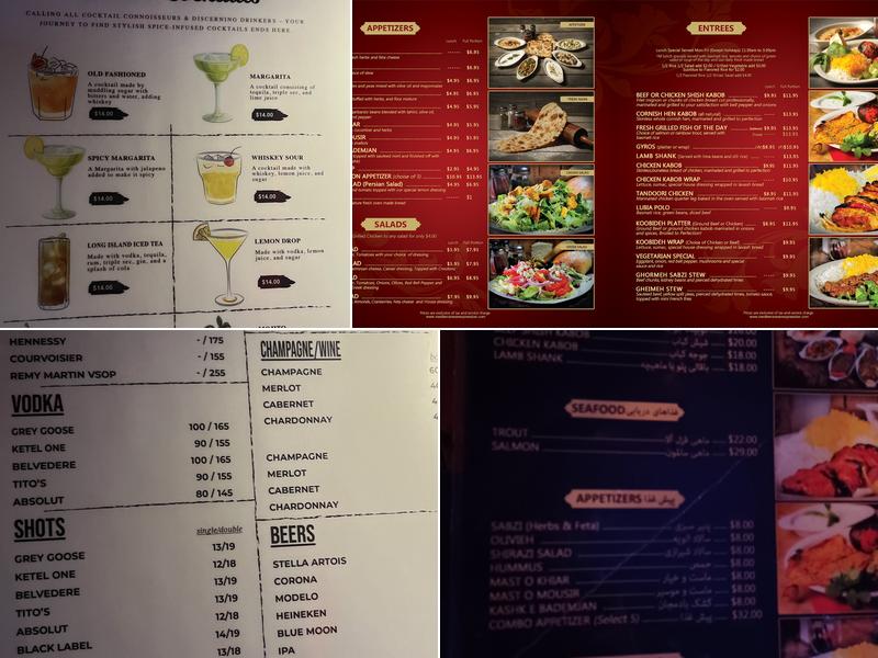Cabaret Tehran Menu