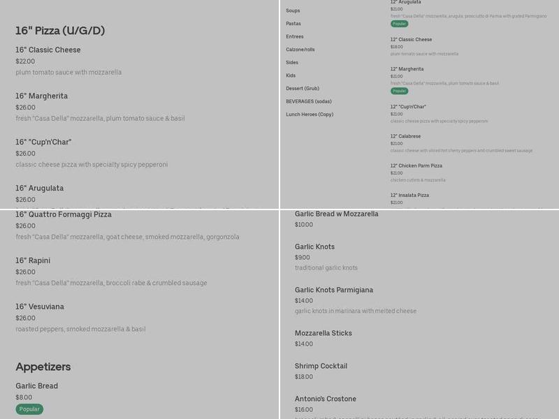 Alessia's Trattoria Menu