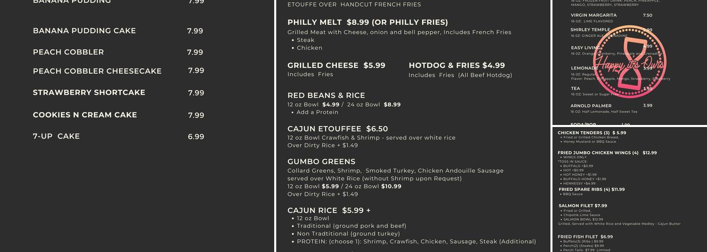 Happy it's Ours Menu