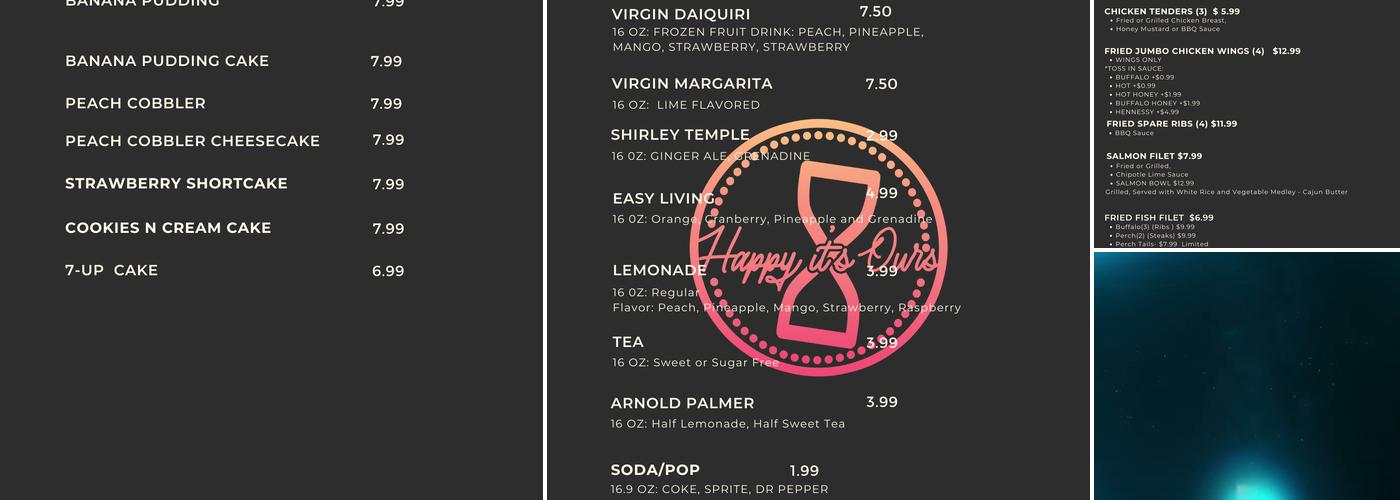 Happy it's Ours Menu