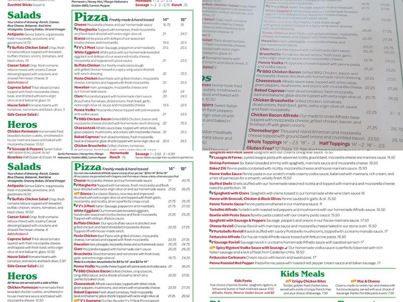 Brooklyn V's Pizza Menu