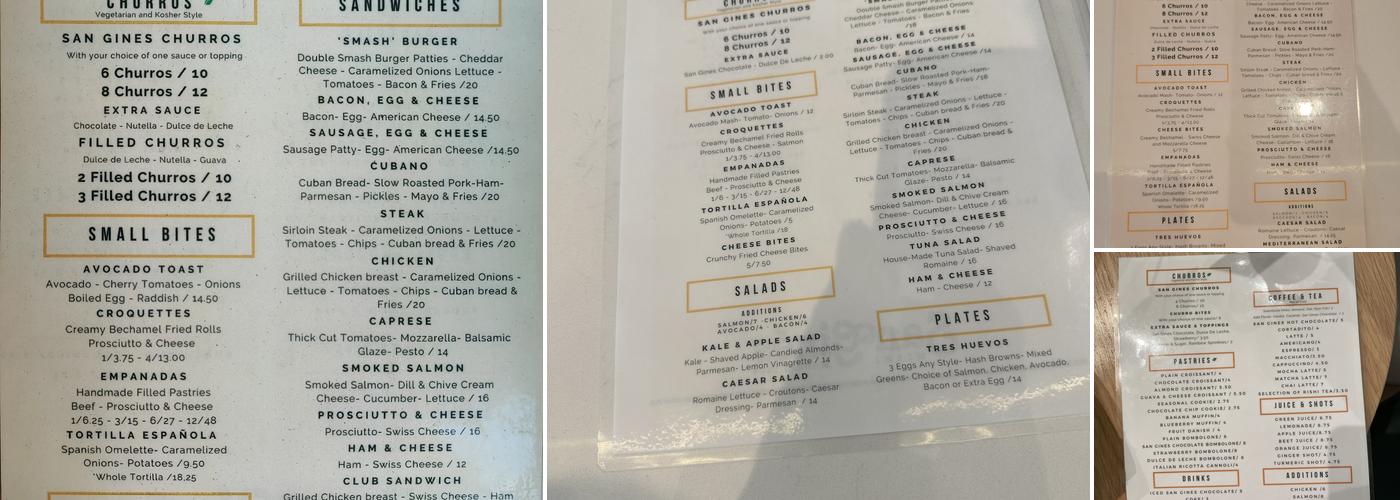 San Gines Beach Menu