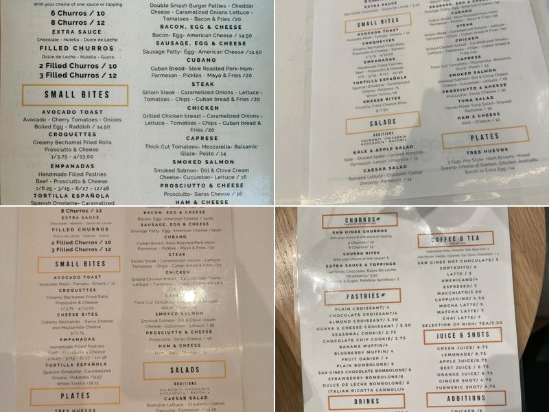 San Gines Beach Menu