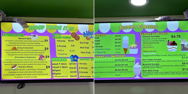 Scoops Ice Cream Menu