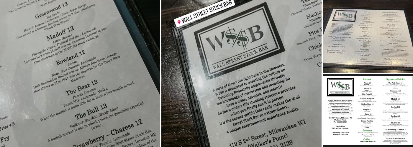 Wall Street Stock Bar Menu