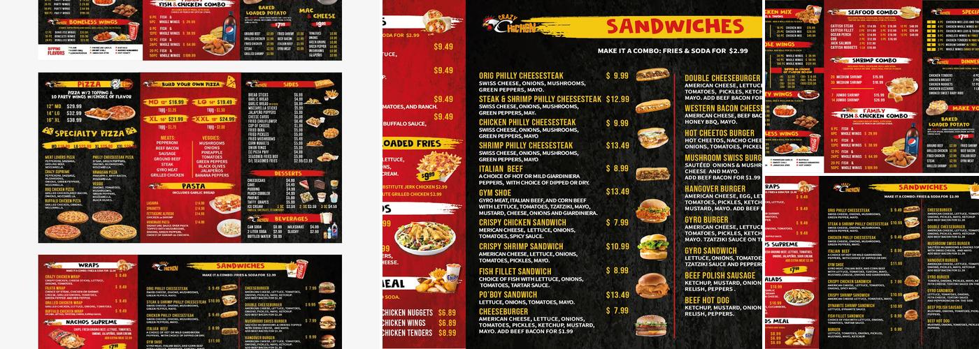 Crazy Chicken Menu