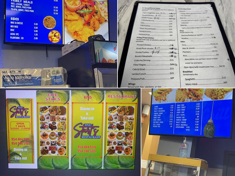 Five Stars Caribbean Cuisine Menu