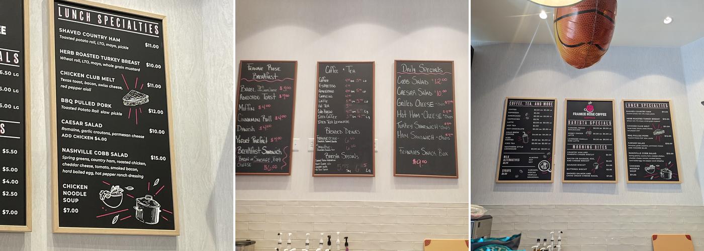 Frankie Rose Coffee Menu