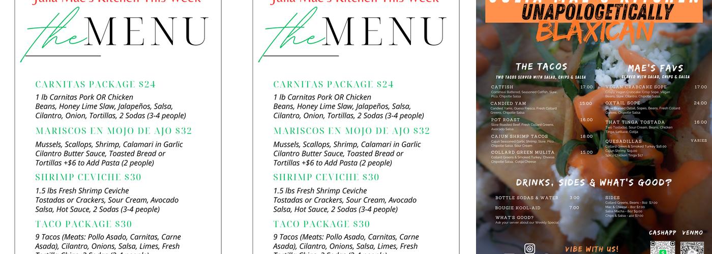 Julia Mae's Kitchen Menu