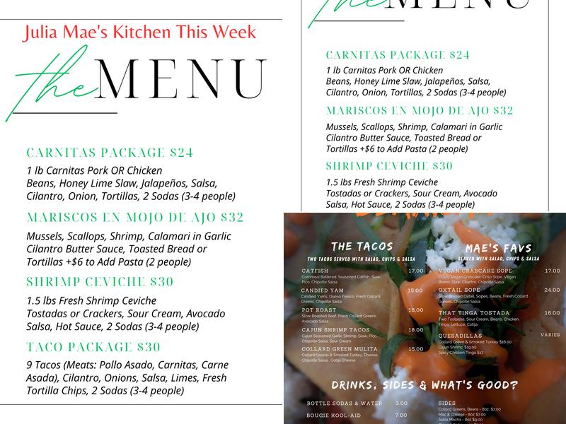 Julia Mae's Kitchen Menu