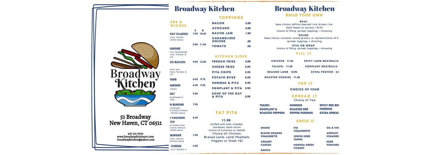 Broadway Kitchen Menu