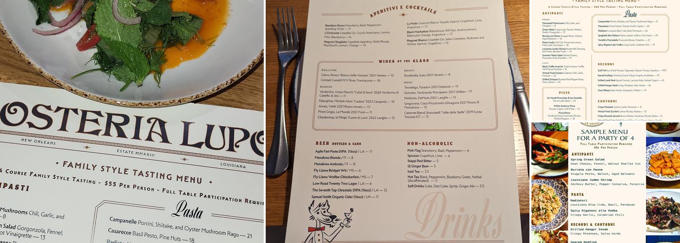 Osteria Lupo Menu