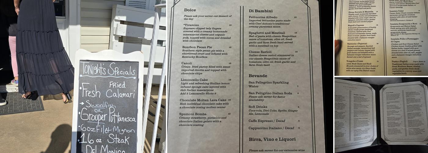 Via Canaletto Menu