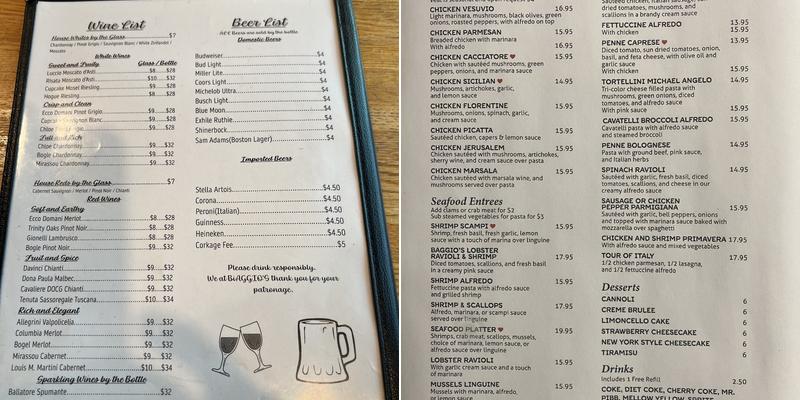 Biaggio's Menu