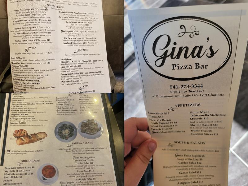 Gina's Pizza Bar Menu